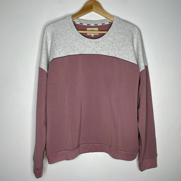 Madewell MWL Superbrushed Mauve Gray Colorblock Easygoing Sweatshirt Size L - Picture 2 of 15